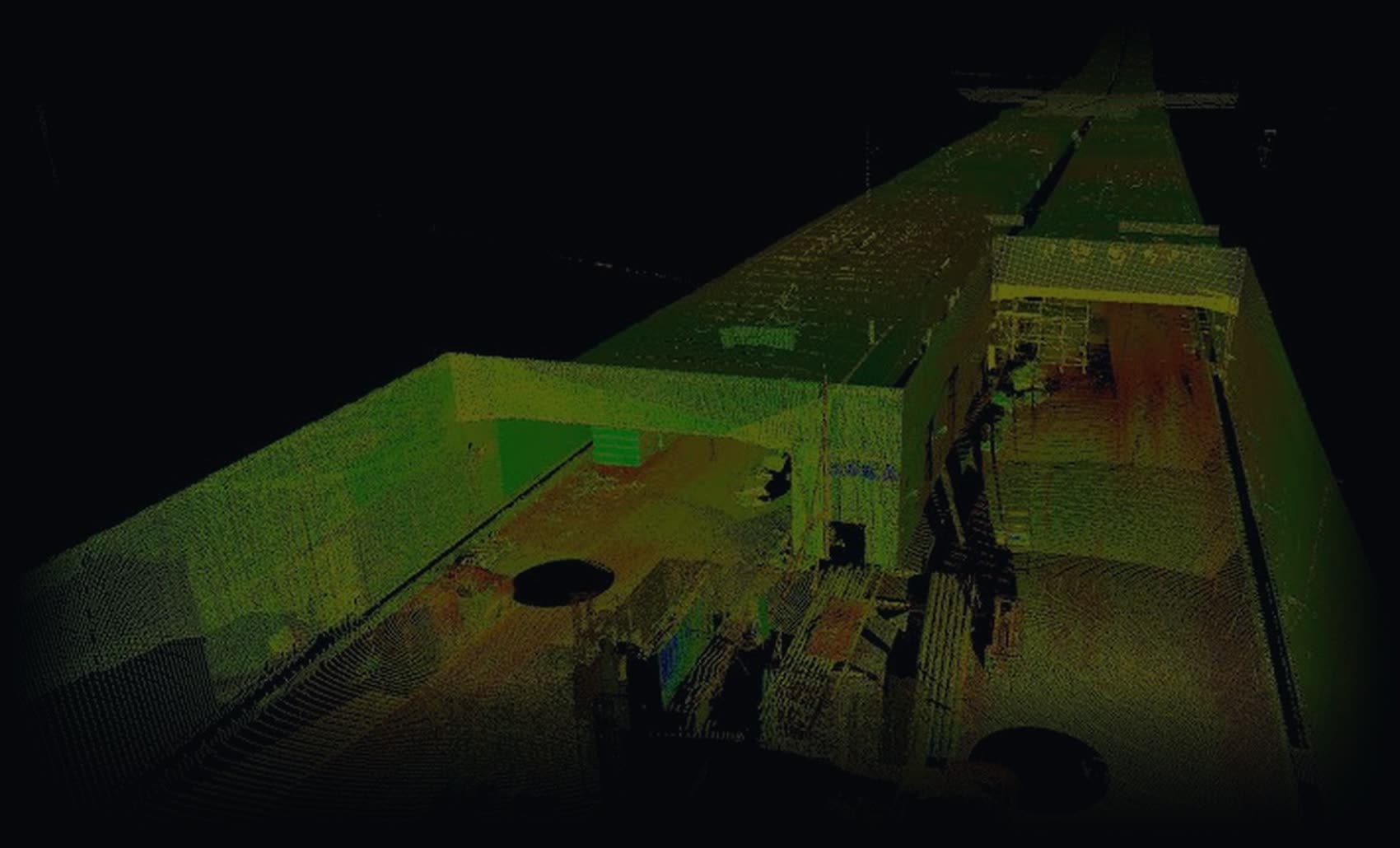 Point cloud of a narrow channel